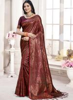 Silk Red Festival Wear Weaving Saree